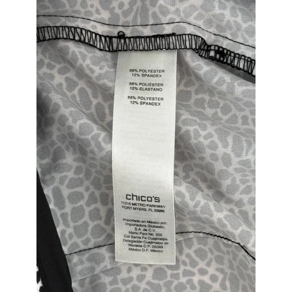 Weekends by Chicos Women 0 Black White Animal Print Capri Pants Stretch Summer - Picture 7 of 13